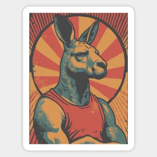 Boxing Kangaroo Athlete - Retro Australian Fitness Mascot Magnet